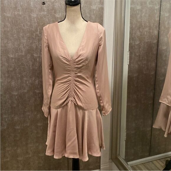 Zimmermann 100% viscose Elegant Pink Long Sleeve ruched Dress, S - Picture 4 of 13